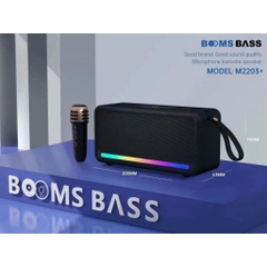 Loa bluetooth karaoke BOOMS BASS M2203+ kèm 1 micro không dây có đèn led siêu đẹp cực hay xách tay chính hãng [BH 6 tháng]