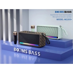 Loa bluetooth karaoke BOOMS BASS M2203+ kèm 1 micro không dây có đèn led siêu đẹp cực hay xách tay chính hãng [BH 6 tháng]