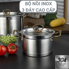 Bộ 3 nồi inox châu âu EBBERG cao cấp dùng cho mọi loại bếp (bếp gas, bếp hồng ngoại,...)
