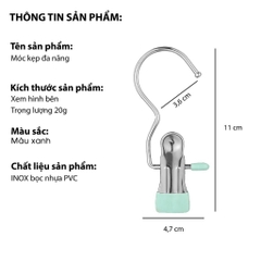 1 móc kẹp inox treo vớ, khăn phơi đồ lót, kẹp miệng bao đa năng [BH: NONE]