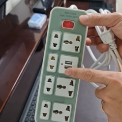 Ổ cắm điện đa năng NO.1524 2 cổng usb + 4 ổ 2 chấu + 3 ổ 3 chấu (295cm)- ổ cắm xám [BH 1 tuần] [BH 1 tuần]