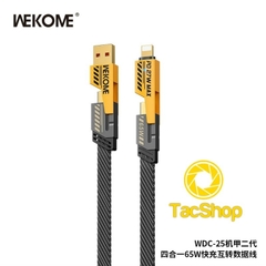 Cáp sạc nhanh 65w WEKOME WDC-25 đa năng 4in1 chính hãng [BH 6 tháng] (usb ra iphone, usb ra type-c, typec ra lightning, 2 đầu type c)