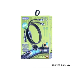 Cáp sạc nhanh 3 đầu đa năng Remax RC-C169 USB to Type-C + IP + Apple Watch 1.2M chính hãng [BH 1 NĂM]