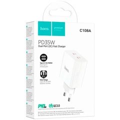 Cóc sạc nhanh 35w HOCO C108A (2C - 2 cổng type-c PD) chính hãng [BH 1 năm]