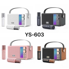 Loa bluetooth karaoke YOSD YS-603 kèm 2 micro không dây siêu đẹp cực hay xách tay chính hãng [BH 6 tháng]