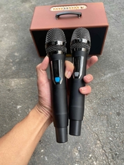 Loa kéo di động T18 PRO loa 2 Bass thùng gỗ kèm 2 micro vỏ nhôm UHF siêu hút không dây hát karaoke siêu hay thùng gỗ [BH 6 tháng]