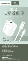 Bộ sạc nhanh 3A lightning Kim Cương 613i usb ra iPhone 2 cổng USB 2in1 1.2m chính hãng [BH 3 Tháng] / pktn sale