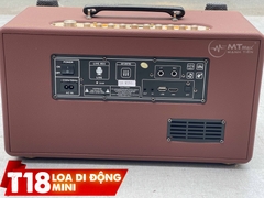 Loa kéo di động T18 mini loa 2 Bass thùng gỗ kèm 2 micro vỏ nhôm UHF siêu hút không dây hát karaoke siêu hay thùng gỗ [BH 6 tháng]