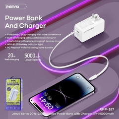 Pin sạc nhanh 20w REMAX RPP-517 5.000mAh dự phòng kèm cáp liền pin, ghim sạc ổ điện [BH: 1 năm]