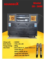 Loa kẹo kéo ĐIỆN SOUNDBOX SB-3600 loa 3 bass (3 tấc đôi kèm 1 bass 4 tấc) karaoke siêu hay [BH 1 Năm]