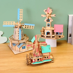 Mô hình đồ chơi lắp ráp gỗ 3D cho bé, decord siêu đẹp hình Tháp, Cầu, Thuyền {HÌNH VỀ NGẪU NHIÊN TÙY LÔ} [BH: NONE]