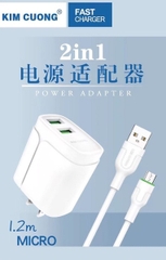 Bộ sạc nhanh 3A Samsung Kim Cương 613M chui MICRO 2 cổng USB chính hãng [BH 6 Tháng]