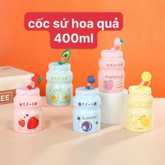 Bình đựng nước kute đầu hình thú 1400ml kèm ống hút vs sticker cho bé