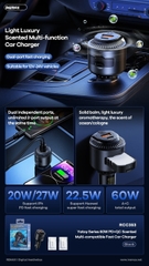 Cóc sạc nhanh xe hơi 60w khuếch tán nước hoa REMAX RCC353 (1 cổng USB A PD vs 1 cổng Type C QC) cho ô tô chính hãng [BH 1 năm] / pktn sale