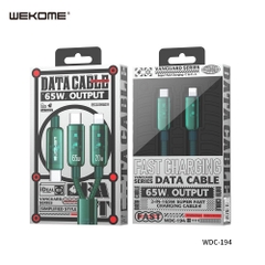 Cáp sạc nhanh 65w đa năng Wekome WDC-194 2 in 1 (1 đầu C ra 2 đầu L vs C) (Type C ra iPhone Lightning vs Type-C - như 2 đầu type c) chính hãng [BH 1 năm]