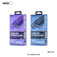 Pin sạc nhanh 22.5w REMAX RPP-591 10.000mAh dự phòng kèm cáp liền pin, trong suốt lộ mạch chính hãng - BH 1 năm