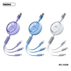 Cáp sạc nhanh 66w 3 đầu REMAX RC-C029 dây rút chính hãng [ BH 1 năm]