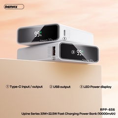 Pin sạc nhanh 33w REMAX RPP-656 10.000mAh dự phòng PD 22.5w vs QC3.0 chính hãng [BH 1 năm]