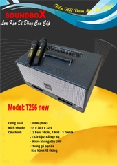 Loa kéo Soundbox T266 NEW 2 bass 16, 1 trebl 1 trung di động karaoke siêu hay bluetooth kèm 2 micro không dây [BH 1 năm]