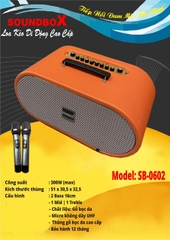 Loa kéo Soundbox SB-0602 300w 2 bass 16cm, gỗ bọc da di động karaoke siêu hay bluetooth kèm 2 micro không dây UHF [BH 1 năm]