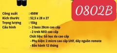 Loa kéo Soundbox SB-0802B 450w 2 bass 20cm, gỗ bọc da di động karaoke siêu hay bluetooth kèm 2 micro không dây UHF [BH 1 năm]