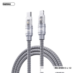 Cáp sạc nhanh 30w REMAX RC-C129 (c-l 1.2m) type c ra iphone lightning có đèn led báo sạc chính hãng [BH 1 năm]