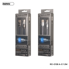 Cáp sạc nhanh 100w REMAX RC-C128 usb ra type-c trong suốt 1,2m tích hợp đèn led báo sạc chính hãng [BH 1 năm]