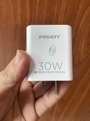 Bộ sạc nhanh 30w PISEN kèm cáp Type C ra Type C dây dù  (2 đầu C) cho Iphone 15, 15pro, 15 promax [BH: 1 NĂM]