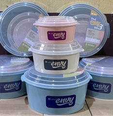 Bộ 3 thố nhựa xuất Nhật TLT ORUKA có nắp đậy 3 size đựng thực phẩm, đồ tủ lạnh siêu tiện [BH: NONE]