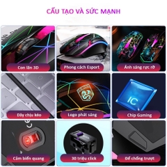 Chuột gaming có dây DEIOG A1 có 3 nút hỗ trợ app led RGB 16 triệu màu 1600 DPI chính hãng [BH 1 năm]