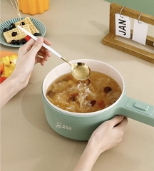 Nồi lẩu, ca nấu mì kèm xửng hấp 2 tầng 3IN1 logo Gấu, có tay cầm cán dài tiện lợi size 20cm  [BH: 1uần]