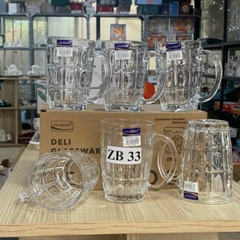 Hộp 6 ly THỦY TINH TRONG SUỐT uống bia, trà đá truyền thống DELI GLASS ZB33 xịn dày [BH: NONE] qt7