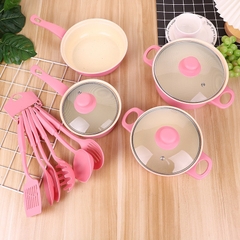 Bộ 3 nồi 1 chảo kèm vá sạn chống dính RM9174 cao cấp vân đá, tổng 13 món- MÀU NGẪU NHIÊN TÙY LÔ [BH: NONE]
