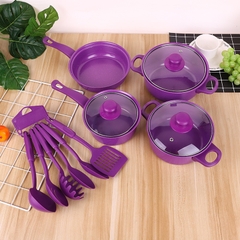 Bộ 3 nồi 1 chảo kèm vá sạn chống dính RM9174 cao cấp vân đá, tổng 13 món- MÀU NGẪU NHIÊN TÙY LÔ [BH: NONE]