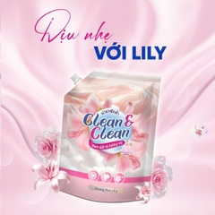 Túi nước giặt xả vải 3200ml CLEAN  hương nước hoa Lily Thái Lan