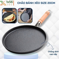 Chảo đổ bánh xèo, bánh rán, chiên trứng size 20cm cán gỗ [BH: NONE]