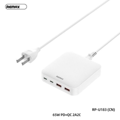Cóc sạc nhanh 65W Remax RPP-U183 CN ( 2 Cổng Type C, 2 cổng USB) dây dài 1.5m [BH: 1 NĂM]