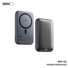 Pin sạc nhanh PD30W không dây manetic Remax RPP-D2, 10.000mAh QC3.0+PD30W chính hãng [BH: 1 NĂM]