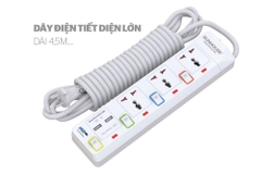 Ổ cắm điện Sunhouse OC2-3RU gồm 3 ổ cắm công tắc riêng biệt + 2 cổng usb [BH: 1 Tuần]