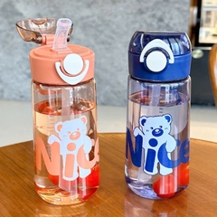 Bình nhựa đựng nước NICE BEAR 650ml cho bé, có ống hút, nút bật tiện lợi [BH: NONE] 1l1d10