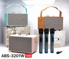 Loa bluetooth karaoke ABS-3201W mẫu xách tay bọc giả da siêu đẹp kèm 1 micro hát siêu hay [BH 6 Tháng]