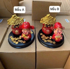 Tượng Thần tài mẫu A/ mẫu B (tùy lô) cùng Chậu tài lộc có cây kim tiền phong thủy size 10X11CM chiêu tài kích lộc [BH: None]