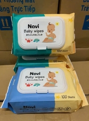 Thùng 10 gói khăn giấy vệ sinh ướt Navi hình EM BÉ, mỗi gói 100 tờ không mùi Nhật Bản