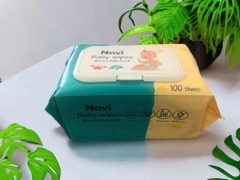 Thùng 10 gói khăn giấy vệ sinh ướt Navi hình EM BÉ, mỗi gói 100 tờ không mùi Nhật Bản