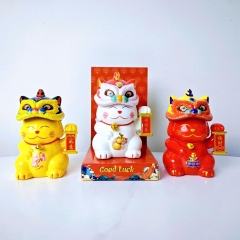 Tượng mèo THẦN TÀI may mắn đội mũ lân