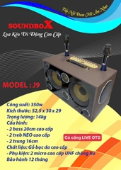 Loa bluetooth karaoke SOUNDBOX J9 bọc da cao cấp  có cổng live OTG kèm 2 micro siêu hay [BH 1 Năm]