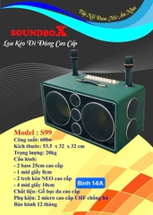 Loa bluetooth karaoke SOUNDBOX S99 bọc da cao cấp kèm 2 micro siêu hay [BH 1 Năm]