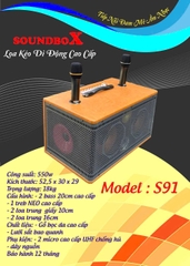 Loa bluetooth karaoke SOUNDBOX S91 bọc da cao cấp kèm 2 micro siêu hay [BH 1 Năm]