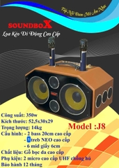 Loa bluetooth karaoke SOUNDBOX J8 bọc da cao cấp kèm 2 micro siêu hay [BH 1 Năm]