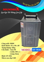 Loa kéo di động bluetooth karaoke SOUNDBOX SX-1838 loa bass 50 kèm 2 mic chống hú cực hay [Bh 6 Tháng]